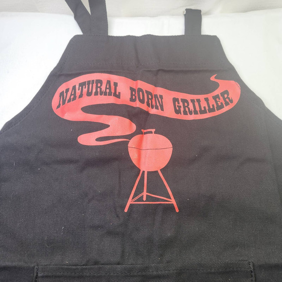 Paragon Sports Natural Born Griller BBQ Apron Black Graphic Print Chefs Apron - Picture 2 of 3